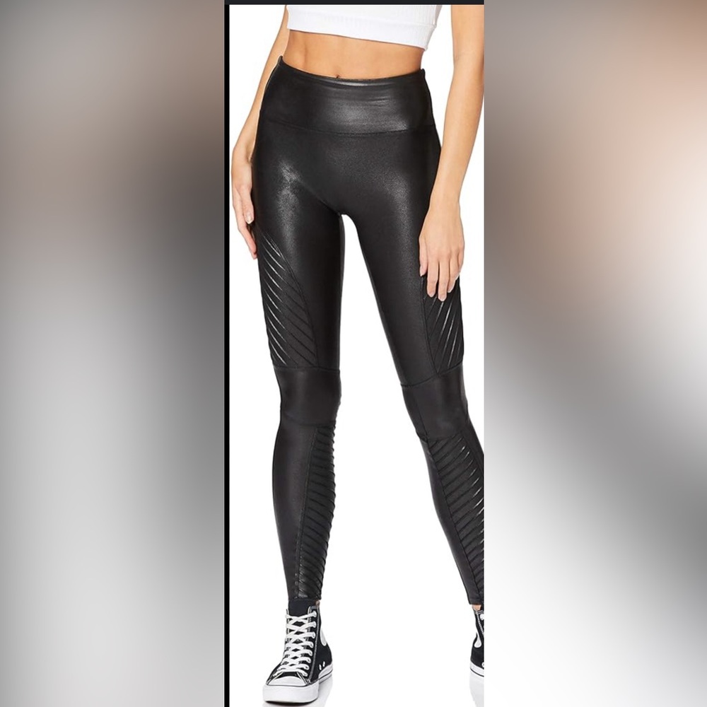 NWT- Spanx Faux Leather Moto Leggings